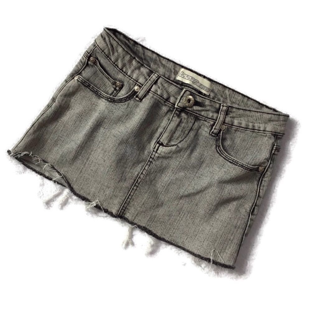 Lazer Jeans Acid Wash Raw Hem Skirt